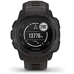 Garmin 010-02064-00 Instinct, Rugged Outdoor Watch with GPS, Features GLONASS and Galileo, Heart Rate Monitoring and 3-axis Compass, 1.27", Graphite (Renewed)