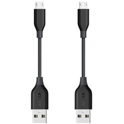 [2-Pack] Anker Powerline Micro USB (4 Inches) - Durable Charging Cable, with Aramid Fiber and 5000+ Bend Lifespan for Samsung, Nexus, LG, Motorola, Android Smartphones and More (Gray)