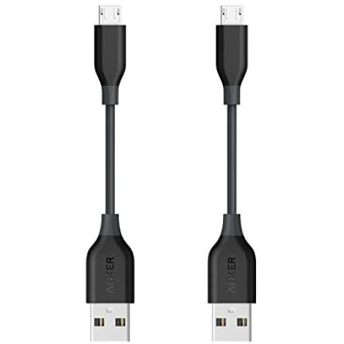 [2-Pack] Anker Powerline Micro USB (4 Inches) - Durable Charging Cable, with Aramid Fiber and 5000+ Bend Lifespan for Samsung, Nexus, LG, Motorola, Android Smartphones and More (Gray)