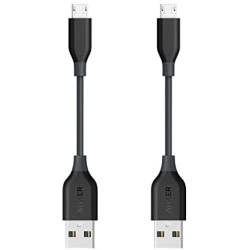 [2-Pack] Anker Powerline Micro USB (4 Inches) - Durable Charging Cable, with Aramid Fiber and 5000+ Bend Lifespan for Samsung, Nexus, LG, Motorola, Android Smartphones and More (Gray)