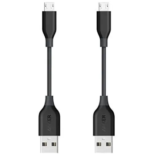 [2-Pack] Anker Powerline Micro USB (4 Inches) - Durable Charging Cable, with Aramid Fiber and 5000+ Bend Lifespan for Samsung, Nexus, LG, Motorola, Android Smartphones and More (Gray)