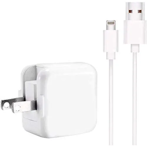 iPad Charger 2.4A 12W USB Wall Charger Foldable Portable Travel Plug + 6FT Charging Cable, Compatible with iPhone X/8/8Plus/7/7Plus/6s/6sPlus/6/6Plus/SE/5s/5, Pad 4/Mini/Air/Pro,iPod