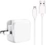 iPad Charger 2.4A 12W USB Wall Charger Foldable Portable Travel Plug + 6FT Charging Cable, Compatible with iPhone X/8/8Plus/7/7Plus/6s/6sPlus/6/6Plus/SE/5s/5, Pad 4/Mini/Air/Pro,iPod