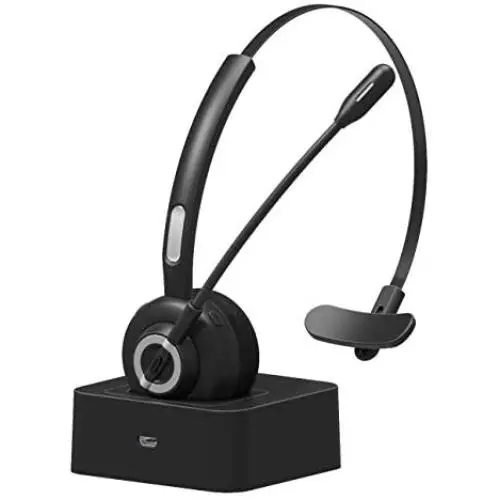 Friencity Trucker Bluetooth Headset for Cell Phones, Wireless Headphone with Microphone, Noise Cancelling Hands-Free Phone Headset for PC Skype Call Center, Charging Base,17h Talk Time, Mute Function Friencity Trucker Bluetooth Headset for Cell Phones, Wireless Headphone with Microphone, Noise Cancelling Hands-Free Phone Headset for PC Skype Call Center, Charging Base,17h Talk Time, Mute Function
