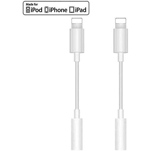 (Apple MFi Certified) Lightning to 3.5mm Headphone for iPhone X,2 Pack Headphone Aux Stereo Connector Compatible for iPhone 11/11 Pro/XS/XR/X10 8 7,iPad,Support Music Control & Calling Function