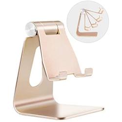 Adjustable Cell Phone Stand,2020 Update,Skejer Stand,Phone Holder,Table Stand,Dock,Aluminum Desktop Stand Compatible with iPhone Galaxy Edge All Smart Phone and Tablets Under 10 inches-Gold