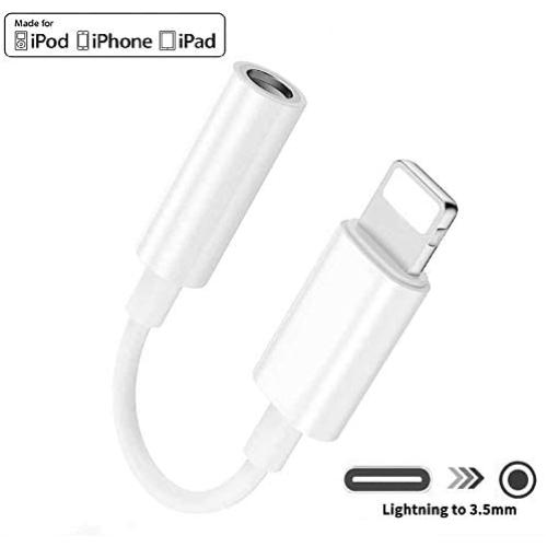 [Apple MFi Certified] Lightning to Headphone Jack Adpter, for iPhone Dongle Aux Audio 3.5mm Jack Earphone Stereo Cable, Compatible with iPhone11/X/XR/XS/8/7,Support Music Control Function