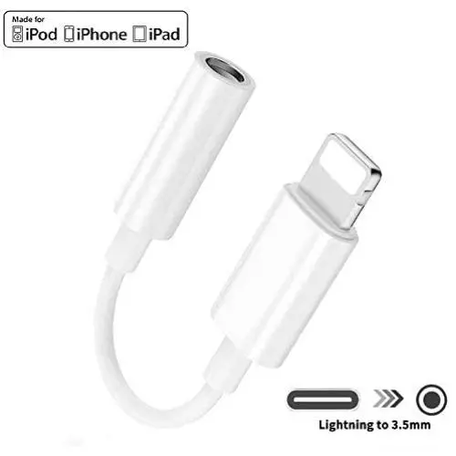 [Apple MFi Certified] Lightning to Headphone Jack Adpter, for iPhone Dongle Aux Audio 3.5mm Jack Earphone Stereo Cable, Compatible with iPhone11/X/XR/XS/8/7,Support Music Control Function