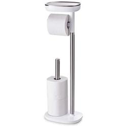 Joseph Joseph 70518 EasyStore Butler Toilet Paper Holder Stand and Spare Roll Storage with Shelf and Drawer, Stainless Steel