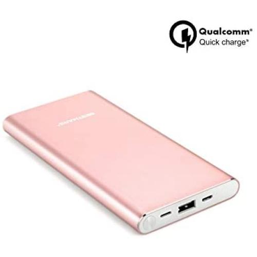 10000mAh Quick Charge QC 3.0 Portable Charger Fast Charging Power Bank Slim Back Up Battery Pack Compatible For iPhone X XS MAX XR 8 7 6 6s Plus 5s & iPad Android Samsung Galaxy Cell Phone - Rose Gold