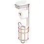 mDesign Freestanding Metal Wire Toilet Paper Roll Holder Stand and Dispenser with Storage Shelf for Cell, Mobile Phone - Bathroom Storage Organization - Holds 3 Mega Rolls - Rose Gold mDesign Freestanding Metal Wire Toilet Paper Roll Holder Stand and Dispenser with Storage Shelf for Cell, Mobile Phone - Bathroom Storage Organization - Holds 3 Mega Rolls - Rose Gold