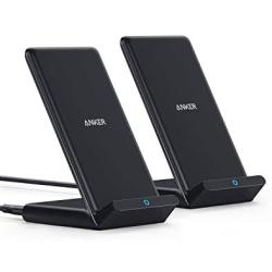 Anker Wireless Charger, 2 Pack PowerWave Stand, Qi-Certified, 7.5W for iPhone 11, 11 Pro, 11 Pro Max, Xs Max, XR, XS, X, 8, 8Plus, 10W for Galaxy S20 S10 S9 S8, Note 10 Note 9 Note 8 (No AC Adapter)