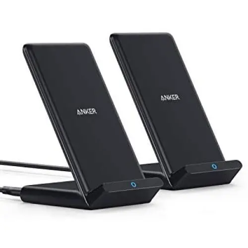 Anker Wireless Charger, 2 Pack PowerWave Stand, Qi-Certified, 7.5W for iPhone 11, 11 Pro, 11 Pro Max, Xs Max, XR, XS, X, 8, 8Plus, 10W for Galaxy S20 S10 S9 S8, Note 10 Note 9 Note 8 (No AC Adapter)