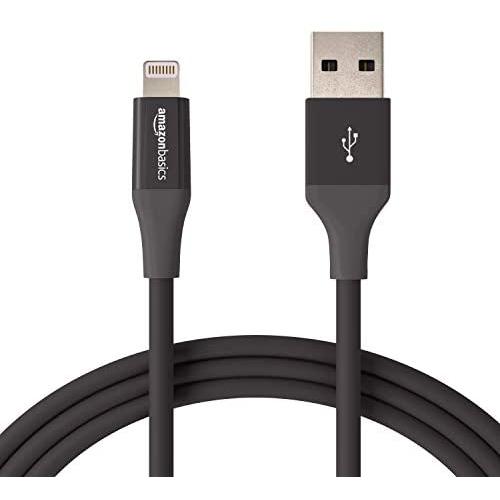 AmazonBasics Lightning to USB A Cable, Advanced Collection, MFi Certified Apple iPhone Charger, Black, 6 Foot, 2 Pack