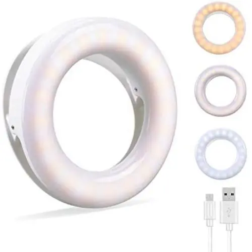 Selfie Ring Light, Oternal Selfie Light Rechargeable Portable Clip-on Selfie Fill Ring Light for iPhone Android Smart Phone Photography, Camera Video, Girl Makes up (White) Selfie Ring Light, Oternal Selfie Light Rechargeable Portable Clip-on Selfie Fill Ring Light for iPhone Android Smart Phone Photography, Camera Video, Girl Makes up (White)