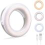 Selfie Ring Light, Oternal Selfie Light Rechargeable Portable Clip-on Selfie Fill Ring Light for iPhone Android Smart Phone Photography, Camera Video, Girl Makes up (White)