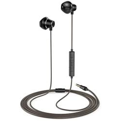 Earbuds with Microphone, in Ear Headphones with Volume Control, Built-in Mic Wired Earphones for Android Smartphone Tablet Laptop 3.5mm Audio Plug Devices, Black