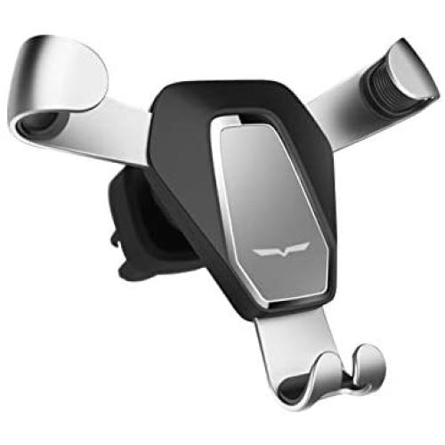 Car Phone Holder Car Air Outlet Mobile Phone Holder is Adjustable by Gravity and Suitable for Most Mobile Phones (Silver)