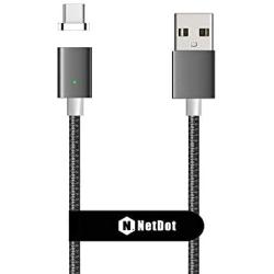 Netdot Gen7 Nylon Braided USB-C Magnetic Fast Charging Cable Compatible with Type-C Smartphone(3.3ft USB-C/1 Pack Gray)