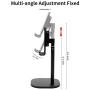 Adjustable Tablet Cell Phone Stand for Desk Fully Foldable Angle Height Adjustable Stable Desktop Phone Holder Cradle Dock Compatible with iPhone Samsung, iPad, Up to 10 Inch Screen