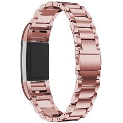 Jiarusig Compatible with Fitbit Charge 2 Bands, Stainless Steel Metal Bands Strap Men Women Replacement Bracelet Small Large Wristband Accessories Band Compatible with Fitbit Charge 2, Rose Pink