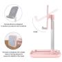 Licheers Cell Phone Stand, Adjustable Phone Stand for Desk Tablet Stand Compatible with iPad, iPhone, Android Smartphone, Nintendo Switch and More 4-11 inch Devices (Pink)