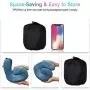 Travel Pillow, Neck & Cervical Pillows Pure Memory Foam Head Support Super Soft for Sleeping Rest, Airplane Car Bus & Home with Machine Washable Cover, Reusable Bag & Large Side Cellphone Pocket -Blue