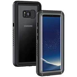 Lanhiem Galaxy S8 Case, IP68 Waterproof Dustproof Shockproof Case with Built-in Screen Protector, Full Body Sealed Underwater Protective Cover for Samsung Galaxy S8 (Black/Gray)