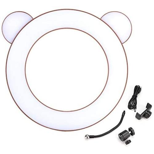 Yosoo Studio Makeup Selfie LED Ring Light Fill Lamp with Phone Clips Holder for Photography(Brown Bear)