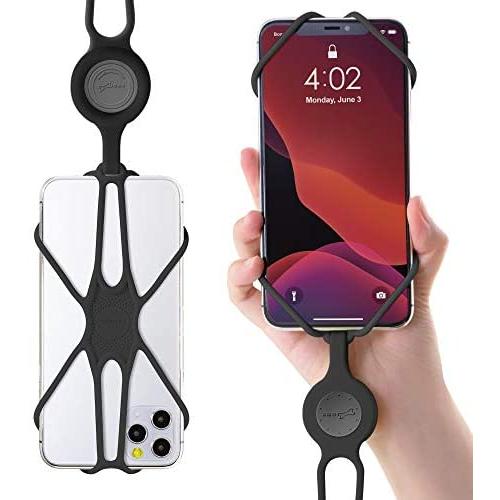 Bone Cell Phone Lanyard Case, Universal Neck Phone Strap for iPhone 11 Pro Max, Galaxy S Pixel, Smartphone Case Silicone Straps, fits 4" to 6.5" Adjustable PhoneTie (2nd Gen) - Black