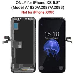 Screen Replacement Compatible with iPhone Xs 5.8 inch, Touch Screen Display Digitizer Assembly with Repair Tool Kit, Tempered Glass, Magnetic Screw Map (Model A1920, A2097, A2098, A2100)