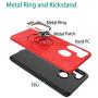 Oleaders for Galaxy A21 Case with Tempered Glass Screen Protector, Rotatable Metal Ring Holder Compatible with Magnetic Car Kickstand Case for Samsung Galaxy A21 - Red