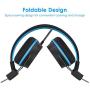 Elecder i42 Kids Headphones, Safe Volume Limited 85dB, Foldable Adjustable On Ear Headphones, 3.5mm Jack Compatible with iPad, Cellphones, Computer, MP3/4 Kindle Tablet Airplane School (Black/Blue)
