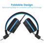 Elecder i42 Kids Headphones, Safe Volume Limited 85dB, Foldable Adjustable On Ear Headphones, 3.5mm Jack Compatible with iPad, Cellphones, Computer, MP3/4 Kindle Tablet Airplane School (Black/Blue)