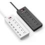 HITRENDS Surge Protector Power Strip 6 Outlets with 6 USB Charging Ports, USB Extension Cord, 1625W/13A Multiplug for Multiple Devices Smartphone Tablet Laptop Computer (6ft, White & Black)