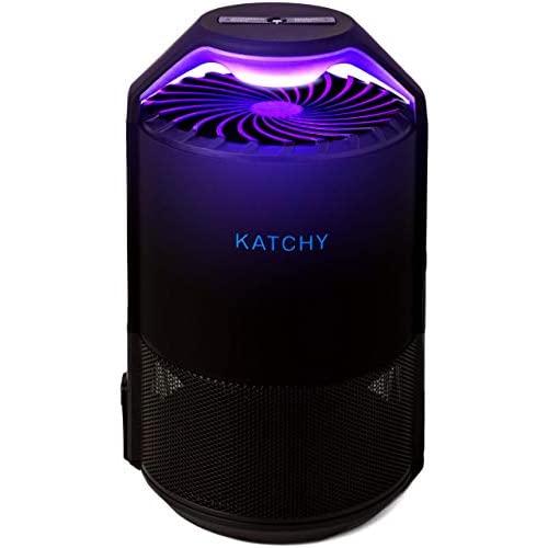 KATCHY Indoor Insect and Flying Bugs Trap Fruit Fly Gnat Mosquito Killer with UV Light Fan Sticky Glue Boards No Zapper Black, Automatic Sensor