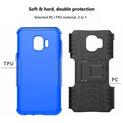 RioGree Phone Case for Samsung Galaxy J2 / Core / J2 Dash /J2 Pure Case, Heavy Duty Cell Phone Shockproof with Kickstand Cover Skin TPU, Blue