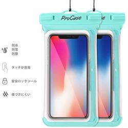 ProCase Universal Waterproof Case Cellphone Dry Bag Pouch for iPhone 11 Pro Max Xs Max XR XS X 8 7 6S Plus SE 2020, Galaxy S20 Ultra S10 S9 S8 +/Note 10+ 9, Pixel 4 XL up to 6.9" - 2 Pack, Green