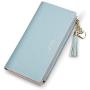 Wallets for Women Leather Cell Phone Case Holster Bag Long Slim Credit Card Holder Cute Minimalist Coin Purse Thin Large Capacity Zip Clutch Handbag Wallet for Girls Ladies (Blue)