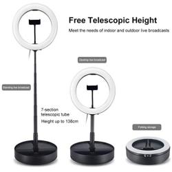 Selfie Ring Light with Tripod Stand with Phone Holder for, Live Stream,Self-Portrait Shooting (Black,1 X Fill Light + 1 X Stand, 10.2in)