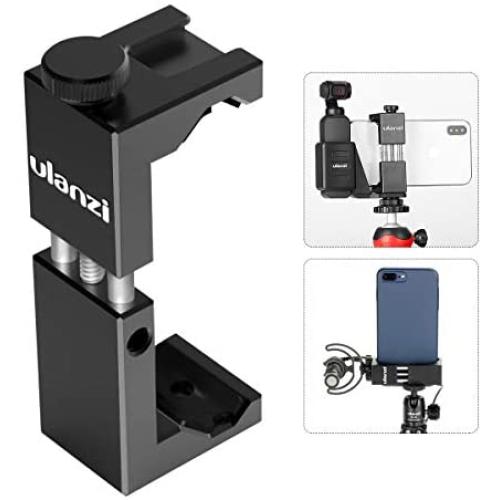Ulanzi Cell Phone Tripod Mount Adapter w Cold Shoe, Metal Phone Tripod Adapter Aluminum Alloy Vertical w 1/4 Screw Compatible w OSMO Pocket iPhone 11 Pro Max XS Max XR 8 7 Plus Google OnePlus 7 Pro