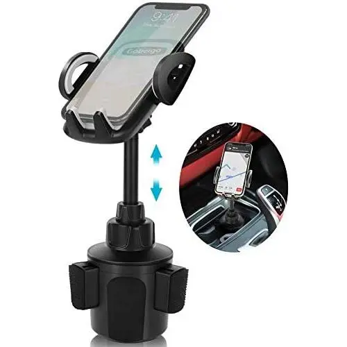 Cup Holder Phone Mount, Gobeigo Height Adjustable Metal Stand Car Phone Cradle Fits All Smartphones Compatible with iPhone 11 Pro/11 Pro Max/XR/XS/XS Max/X/8/7,Galaxy S10/S10 Plus Note 9/Note 10 Plus