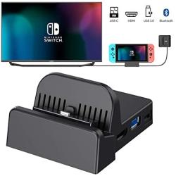 OLCLSS Nintendo Switch Dock with Bluetooth Adjustable Switch Docking Station with Type-C Input Interface Mini HDMI Video Conversion Dock Base with LED Indicator for Nintendo Switch Host