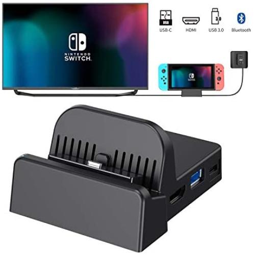 OLCLSS Nintendo Switch Dock with Bluetooth Adjustable Switch Docking Station with Type-C Input Interface Mini HDMI Video Conversion Dock Base with LED Indicator for Nintendo Switch Host