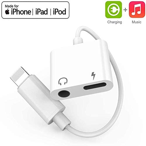 for iPhone Headphone Adapter Dongle Charger Jack AUX Audio 3.5 mm with iPhone 7/7Plus/8/8Plus/X/XS/XR/10/XS /11 /MAX Accessory Headset Audio & Charger Compatible All iOS Systems