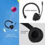 Trucker Bluetooth Headset with Microphone, KKUYI 40 Hrs Wireless Headset, Noise Cancelling Mic, On Ear Headphones, Cell Phone, Skype, Truck Driver, Call Center