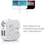 USB Wall Car Charger Compact,BOLWEO 2.1A 2-in-1 Dual Port USB Car Travel Charger and Home Wall Adapter with Foldable Plug Compatible with Smartphones,Kindle,iPad and More(White)