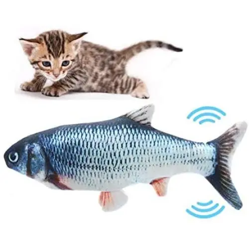 YuanWen Cat Fish Toy Realistic Plush Simulation Moving Fish Electric Cat Toy Funny Interactive Pets Bite Supplies for Cat/Kitty/Kitten Fish Flop Cat Toy Catnip Toys