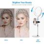 (Upgraded) 8 LED Ring Light, 3 Colors Lighting Modes, 10 Adjustable Brightness Fill Light, Rechargeable Dimmable LED Selfie Ringlight with Stand for Live Stream/TikTok/YouTube Video/Makeup