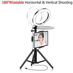 Ring Light with Tripod Stand Phone Selfie Kit - 8 inch LED Circle Lights for Makeup Blog YouTube Video Photo Camera Studio Lighting Work with iPhone iPad Tablet Android Phones